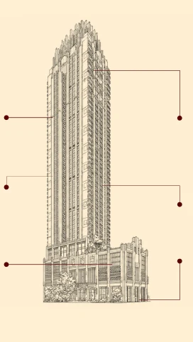 The Crimson Tower Structure Blueprint and Connector Lines